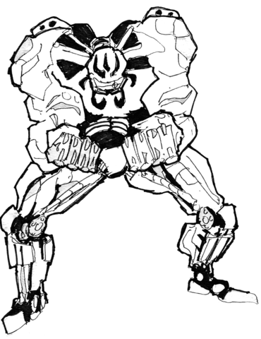 Sci Fi Robot   Cyber Boxer Coloring Page